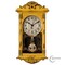 Clockswise Vintage Grandfather Wood-Looking Plastic Pendulum Decorative Battery Operated Wall Clock Brown, for Office, Home Decor, Living Room, Kitchen, or Dining Room